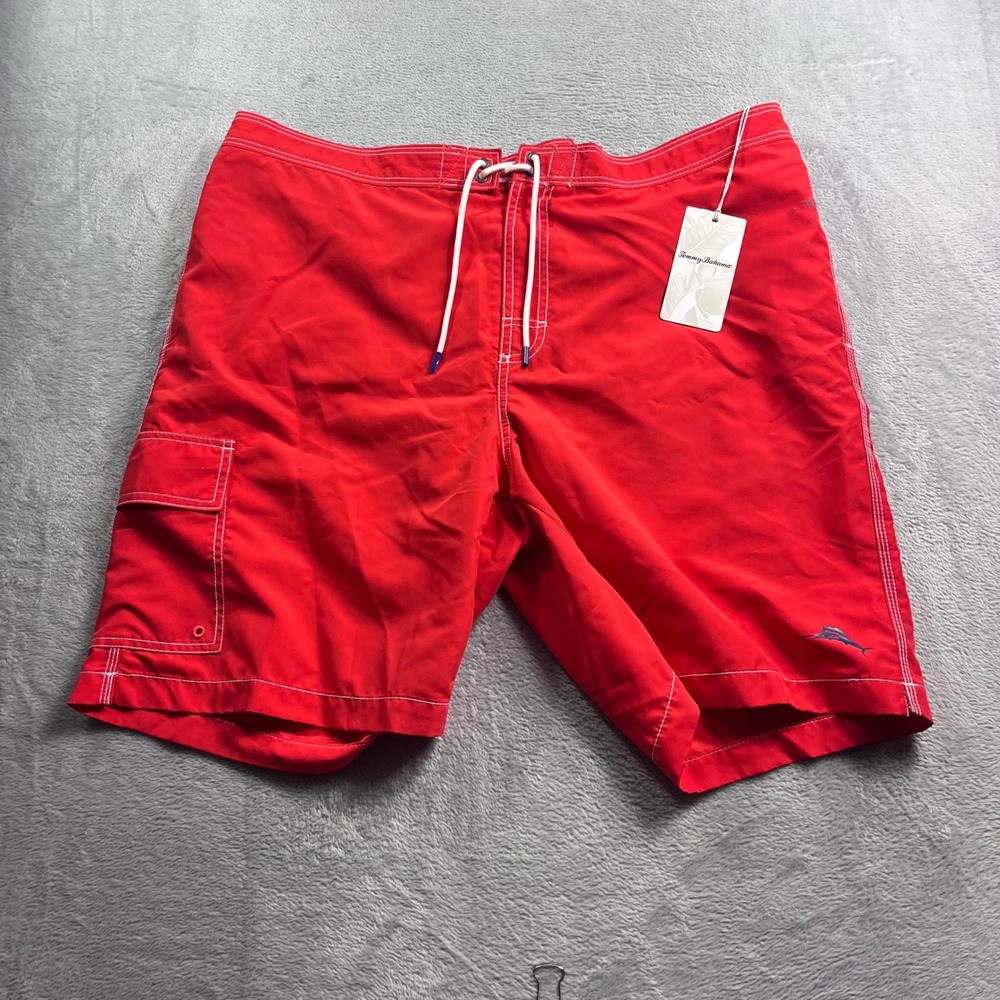 Tommy Bahama Men Baja Beach Board Shorts Red Cherry Lush XXL TR91899 Swim Trunks